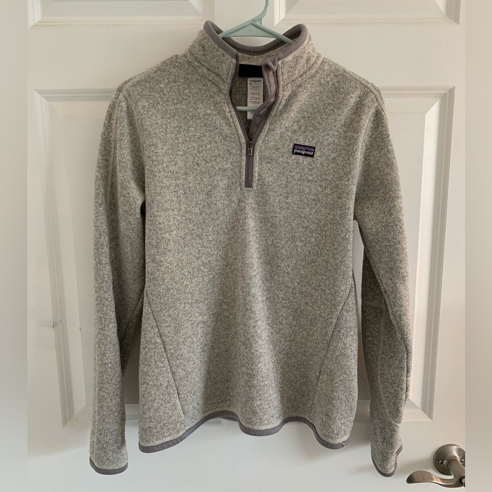 Patagonia Women's Better Sweater gray/ birch white 1/4 Zip Pullover size medium